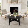 FURNIinspire Coffee Tables, Round Coffee Table with Tabletop and Cross Frame for Living Room, Hallway, Black, 39.3"*39.3"*17.7" - 3 of 4