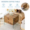 Syemin End Table, Modern Coffee Table with Two Drawers and Clear Tempered Glass Legs for Living Room, Bedroom, Brown, 17.7"*15.5"*19" - 4 of 4