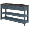 Console Table, Mid-Century Modern, Wood Legs, 3 Drawers & 2 Tier Open Shelf, for Entryway,, Hallway, Living Room - 4 of 4