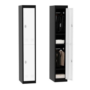 GustoWave 2-Door Metal Locker, 71 Inch Tall Slim Employee Locker Storage Cabinet with Hanging Rod, Shelf & Ventilation Holes, Heavy Duty Steel - 1 of 4