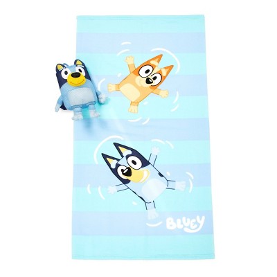 Bluey Kids' Cotton and Polyester Bath Buddy and Towel Set