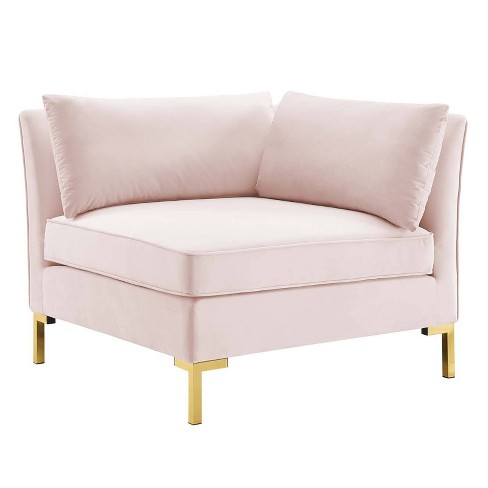 Ardent Performance Velvet Sectional Sofa Corner Chair Pink