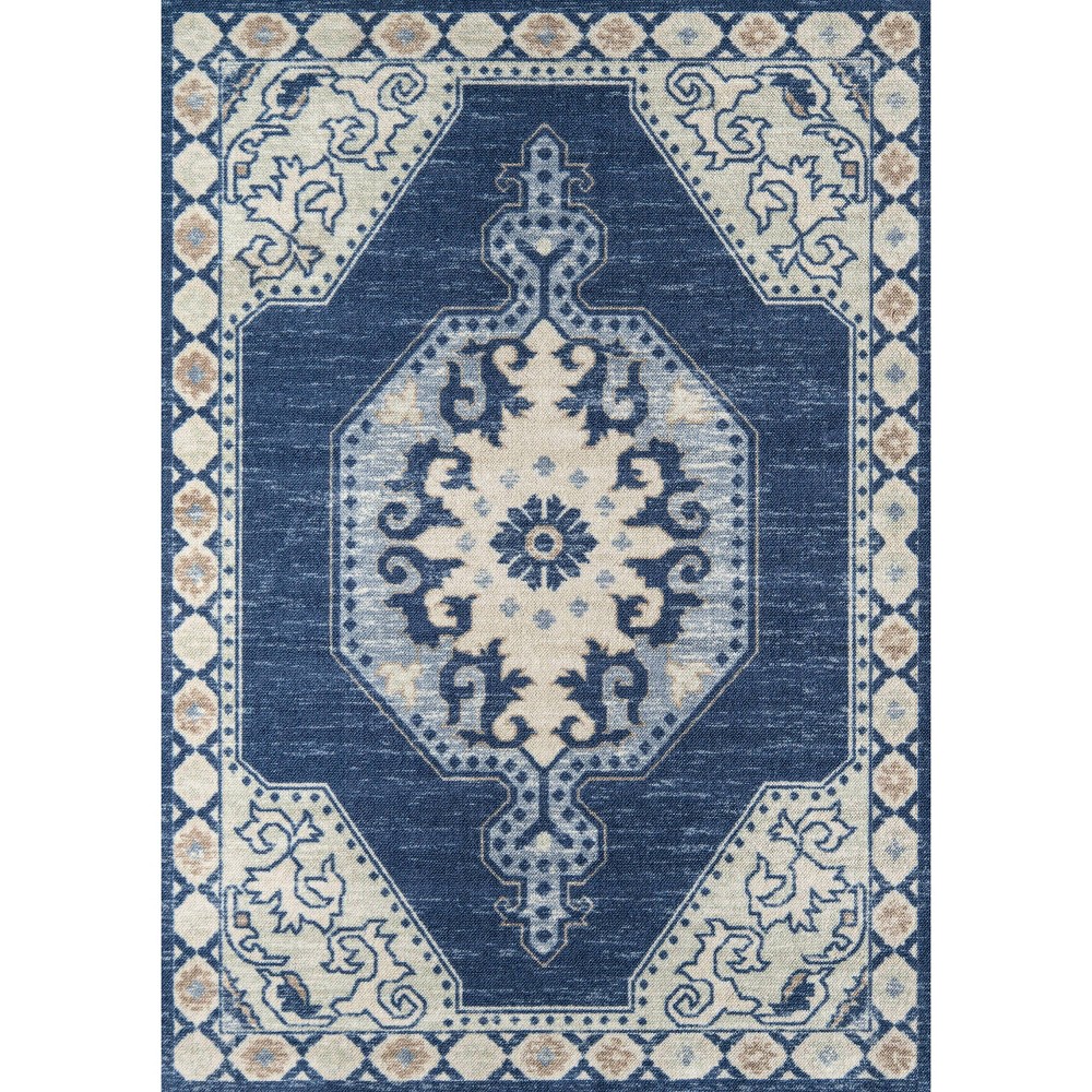 Photos - Area Rug Momeni 6'6"x9' Anatolia Thoma Medallion Machine Loomed  Navy Blue: Wool & Nylon, Low Pile, Indoor Classic Pattern 