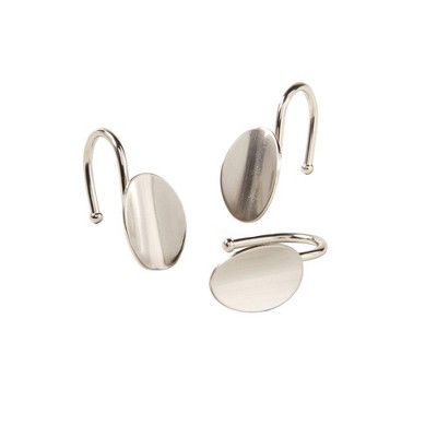 Saturday Knight Ltd "Loop" High Quality Metal Bath Shower Curtain Hooks Set of 12 - Chrome