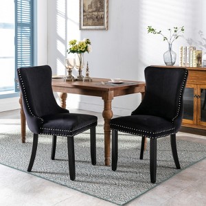 KTMBDW Dining Chair Set of 2, Modern Wing-Back Chairs with Backstitching Nailhead Trim and Solid Wood Legs for Kitchen Living Room, Upholstered - 1 of 4