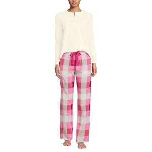 Lands' End Women's Petite Knit 2 Piece Pajama Set - Long Sleeve Top and Pants - 1 of 4