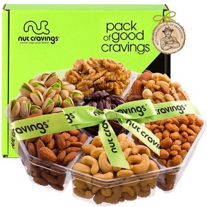 Healthy Nut Food Gift Basket Platter + Green Ribbon by Nut Cravings - 1 of 4