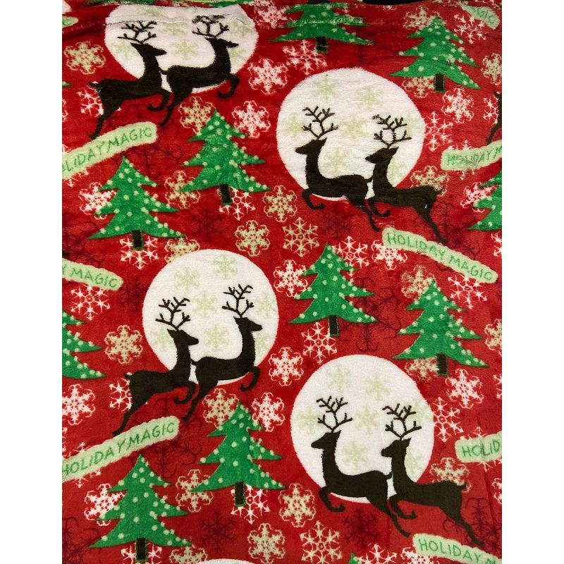 Kate Aurora Holiday Living Christmas Holiday Magical Reindeers Plush Accent Red Throw Blanket - 50 in. W x 60 in. L, 2 of 4