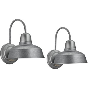John Timberland Urban Barn Rustic Wall Light Sconces Set of 2 Galvanized Steel Hardwire 10 1/4" Fixture Downlight for Living Room - 1 of 4