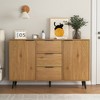 Sideboard Buffet Cabinet With Storage, Wood Coffee Bar Cabinet, Console Cabinet With 3 Drawers & 1 Door, Kitchen Buffet Cabinet Cupboard Natural - 3 of 4