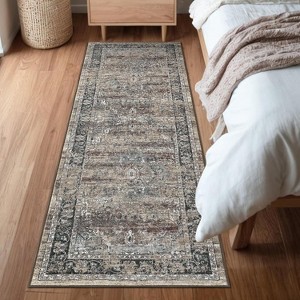 Area Rug - Machine Washable Non-Slip Low Pile Vintage Distressed Print Rug for Living Room, Bedroom, Dining Room & Home Office - 1 of 4