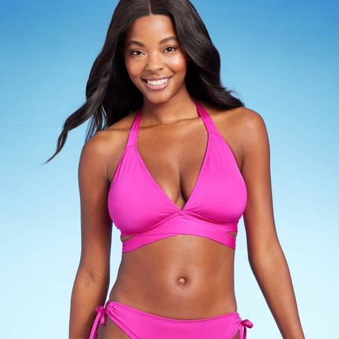 fotografie opblijven zelf Women's Faux Wrap Halter Bikini Top - Kona Sol™ Pink D/dd Cup : Target