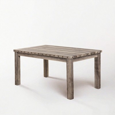 Log Rural Style Dining Table Rectangle Wooden Top with Nailhead for Farmhous Restaurant-Morden Fort