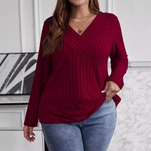 Coolmee Womens Plus Size Tops Fall Casual Tunic Shirts Lightweight V Neck Pullover Long Sleeve Blouse - 1 of 4