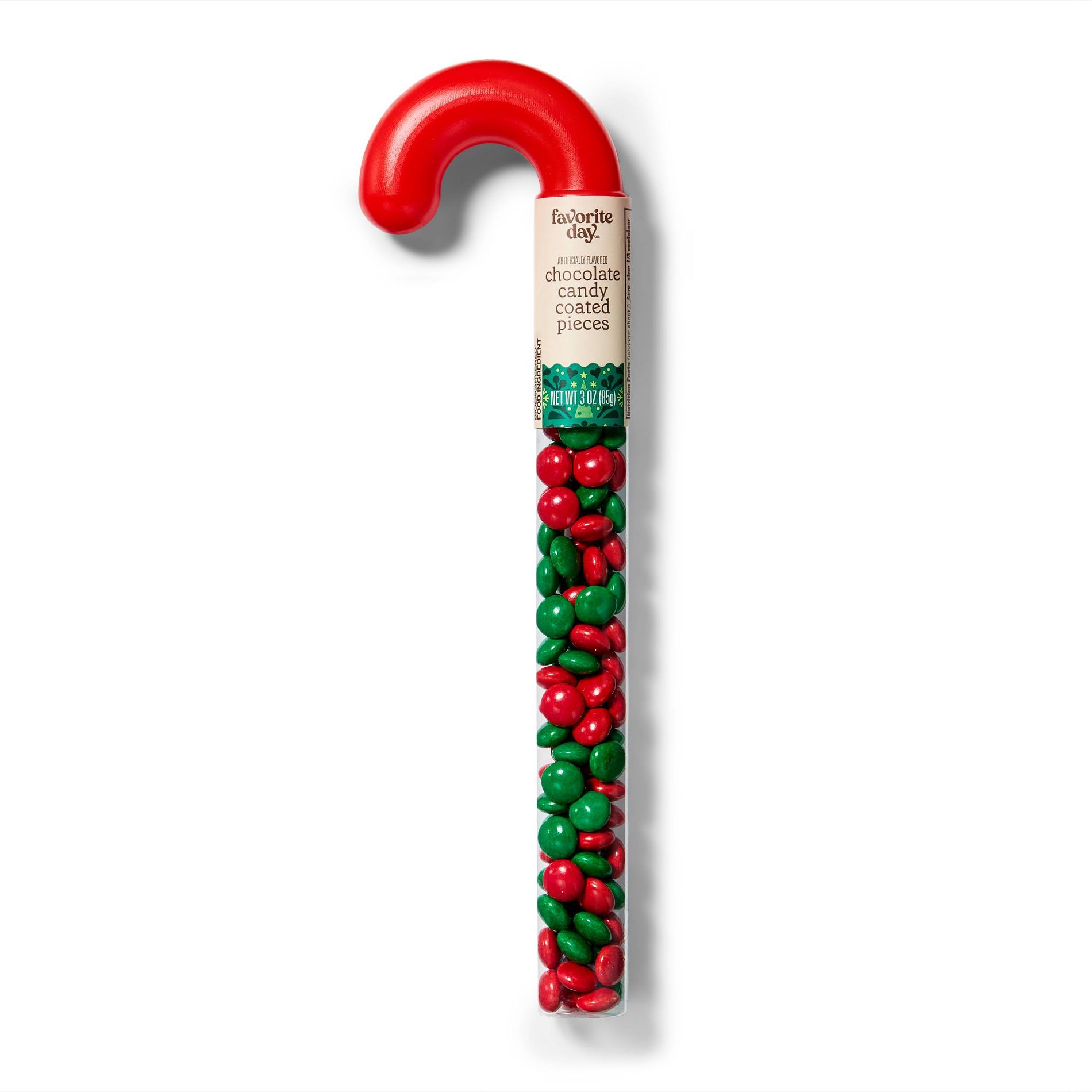 Christmas Chocolate Gems Filled Candy Cane - 3oz - Favorite Day™