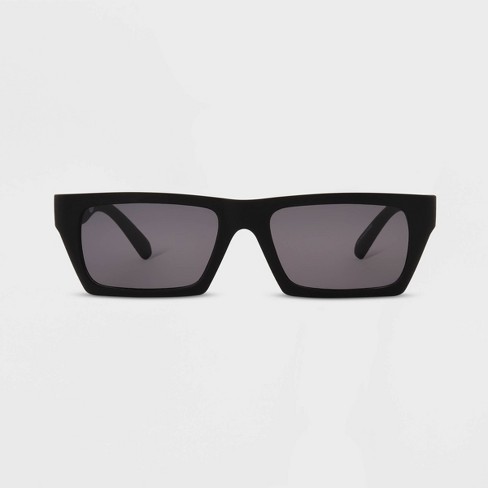 Men's Shiny Plastic Rectangle Sunglasses - Original Use Black