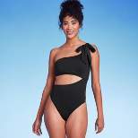 Women's One Shoulder Bow Cut Out One Piece Swimsuit - Shade & Shore™