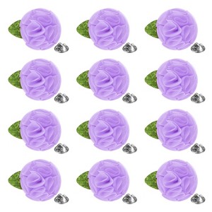 Unique Bargains Handmade Flower Brooch Boutonnieres Lapel Pin with Butterfly Buckle for Men Suits 12 Pcs - 1 of 4