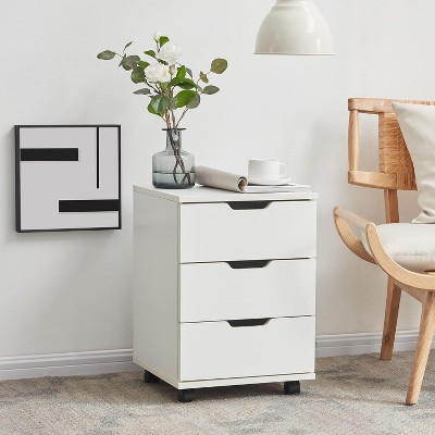 Lirago White Mobile File Cabinet with Casters Wooden Vertical Rolling Storage Drawer for Home Office Under Desk Fully Assembled 250lbs Weight Capacity