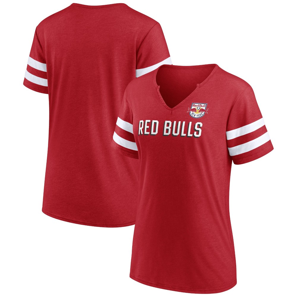 MLS New York Red Bulls Women's Split Neck T-Shirt - L 5 CasePack 