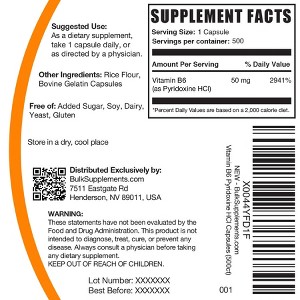 BulkSupplements Pyridoxine HCl (Vitamin B6) Capsules - 1 of 4