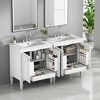 Christopher Knight Home Ivar 60'' Modern Rubberwood Bathroom Vanity with Double Ceramic Sink, Doors and Drawers (Set of 2) - 2 of 4