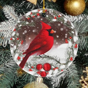 Christmas Red Cardinal Ornaments, Ceramic Tree Decorations - Cardinal Bird Memorial Gifts Surrounded by Your Glory Ceramic Ornament - 1 of 4