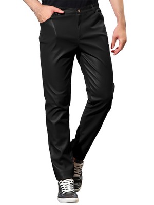 Lars Amadeus Men's Metallic Slim Fit Night Club Disco Shiny Faux Leather  Pants : Target