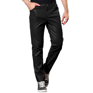 Lars Amadeus Men's Metallic Slim Fit Night Club Disco Shiny Faux Leather Pants - 1 of 4