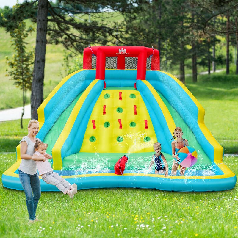 Costway Inflatable Mighty Water Park Bouncy Splash Pool Climbing Wall w/ 735W Blower, 2 of 11