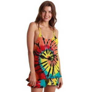 Just Love Tie Dye Pajama Short Set with Ruffle Detail | Womens PJ Set - 1 of 3