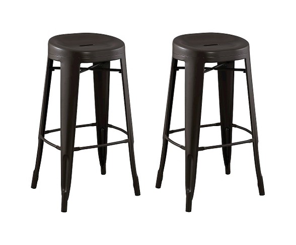 Quinn&#153; Backless Contoured Seat 29" Barstool Steel/Antique Brown (Set of 2) - Reservation Seating&#153;