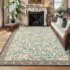 Washable Area Rug - Thin Low Pile, Farmhouse Botanical Print, Large Living Room/Dining Room/Bedroom Carpet - 2 of 4