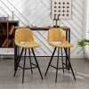 28.25" Fabric Plush Counter Height Stools, Set of 2 with Footrest and Metal Legs for Kitchen, Bar, and Dining - 4 of 4