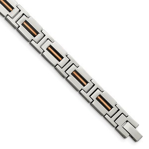 Black Bow Jewelry 10mm Stainless Steel, Black & Rose Tone Plated Link Bracelet, 8.5 Inch - 1 of 4