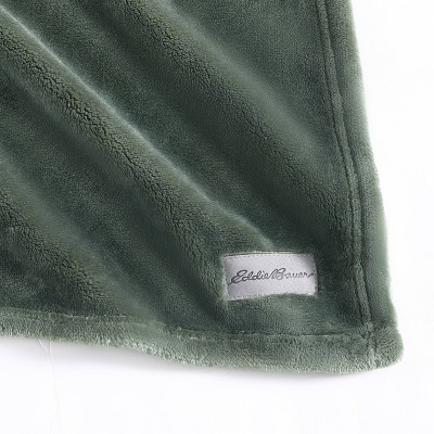Luxurious Sherpa Fleece Reversible Throw Blanket, Green, 50"x60"