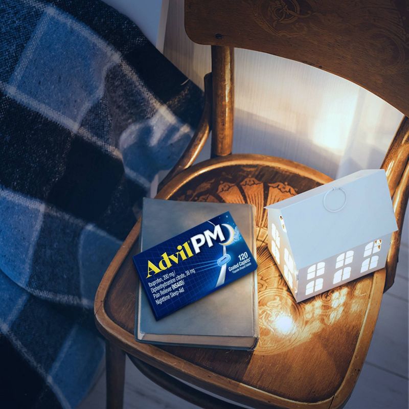 Advil PM Pain Reliever/Nighttime Sleep Aid Caplets - Ibuprofen (NSAID) - 120ct, 3 of 11