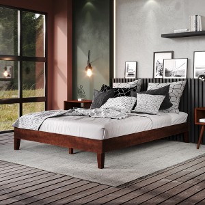 Queen Size Platform Bed with Sturdy Frame for Bedroom - 1 of 4