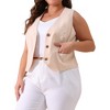 Agnes Orinda Women's Plus Size Sleeveless V-neck Button Down Fashion Vests - 2 of 4