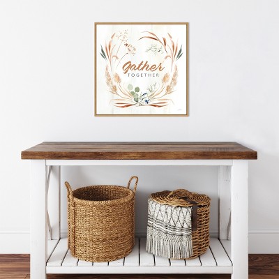 Gather Together Autumn Botanical Canvas Framed Wall Art 22-in. x 22-in.