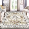 Washable Vintage Medallion Rug Non Slip Low Pile Rug Soft Oriental Throw Floor Cover Foldable Indoor Carpet for Living Room Bedroom Playroom Nursery - 3 of 4
