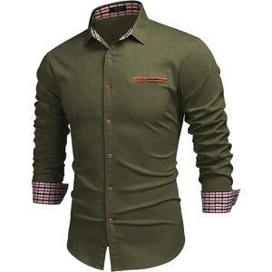 COOFANDY Men's Casual Dress Shirt Button Down Shirts Long-Sleeve Plaid Collar Denim Work Shirt S-5XL - 1 of 4