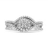Silver 1/6 Ct Diamond Composite Halo and Split Shank Bridal Set Ring and Band - 4 of 4