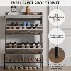 Shoe Cabinet, Shoe Rack Storage Cabinet with 2 Flip-Up Drawers and Open Shelves Shoe Cabinet Organizer Freestanding with Adjustable Support Stand - 4 of 4