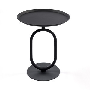 FONTOI Lantern-shaped End Table, Small Round Side Table, Accent Pedestal Table for Living Room Bedroom Corners, Black, 18.9"*21.2"*18.9" - 1 of 4
