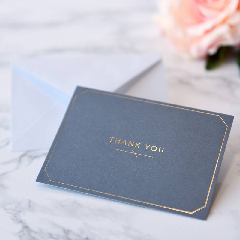 50ct Thank You Cards with Foil Border Gray, 2 of 4