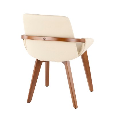 Walnut and Cream Faux Leather High Back Side Chair