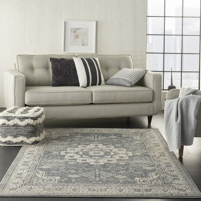 Elysian Grey/Ivory Hand-Knotted Round Synthetic Area Rug
