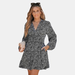 Women's Dalmatian Print Blouson Sleeve Mini Dress - Cupshe - 1 of 4