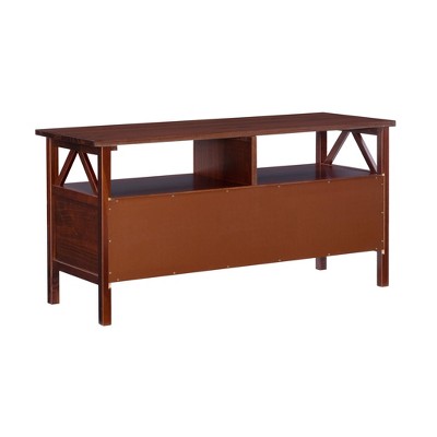 Antique Tobacco Brown Pine TV Stand with Cabinet